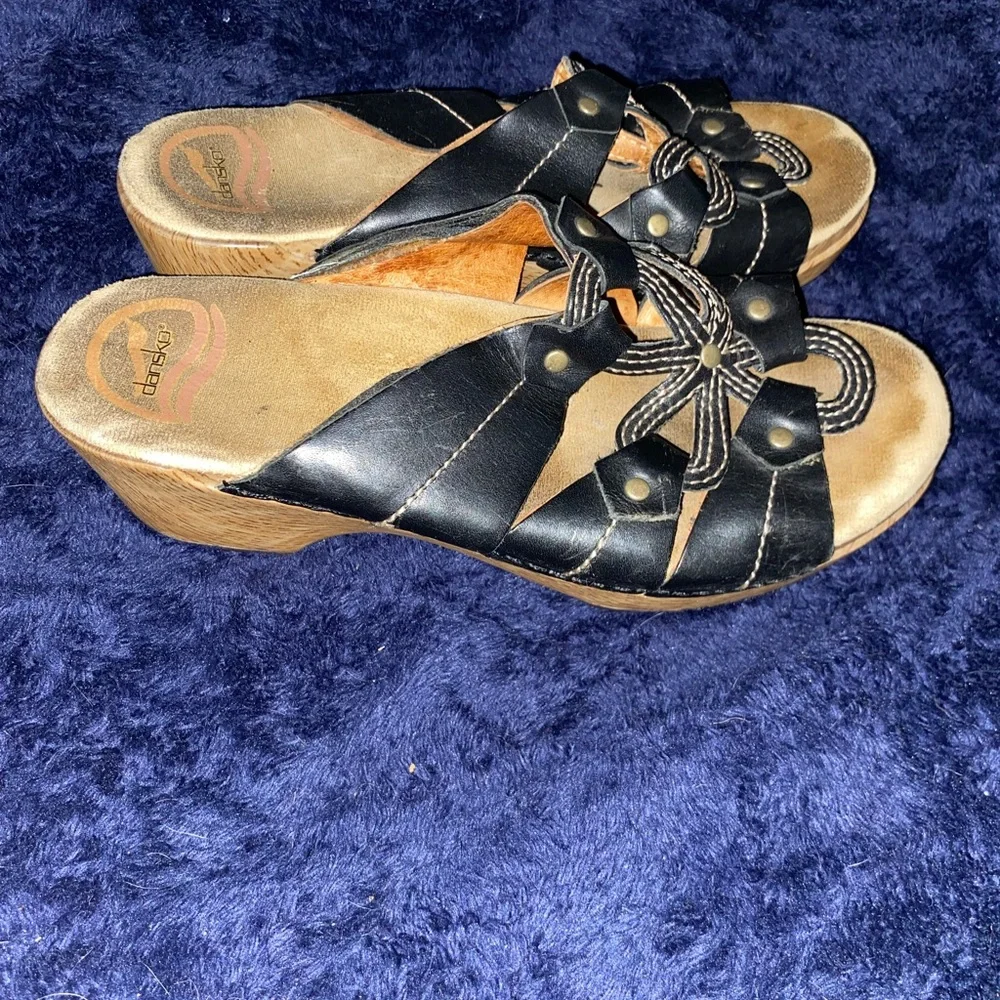 Dansko Black Leather Women's Sandals
